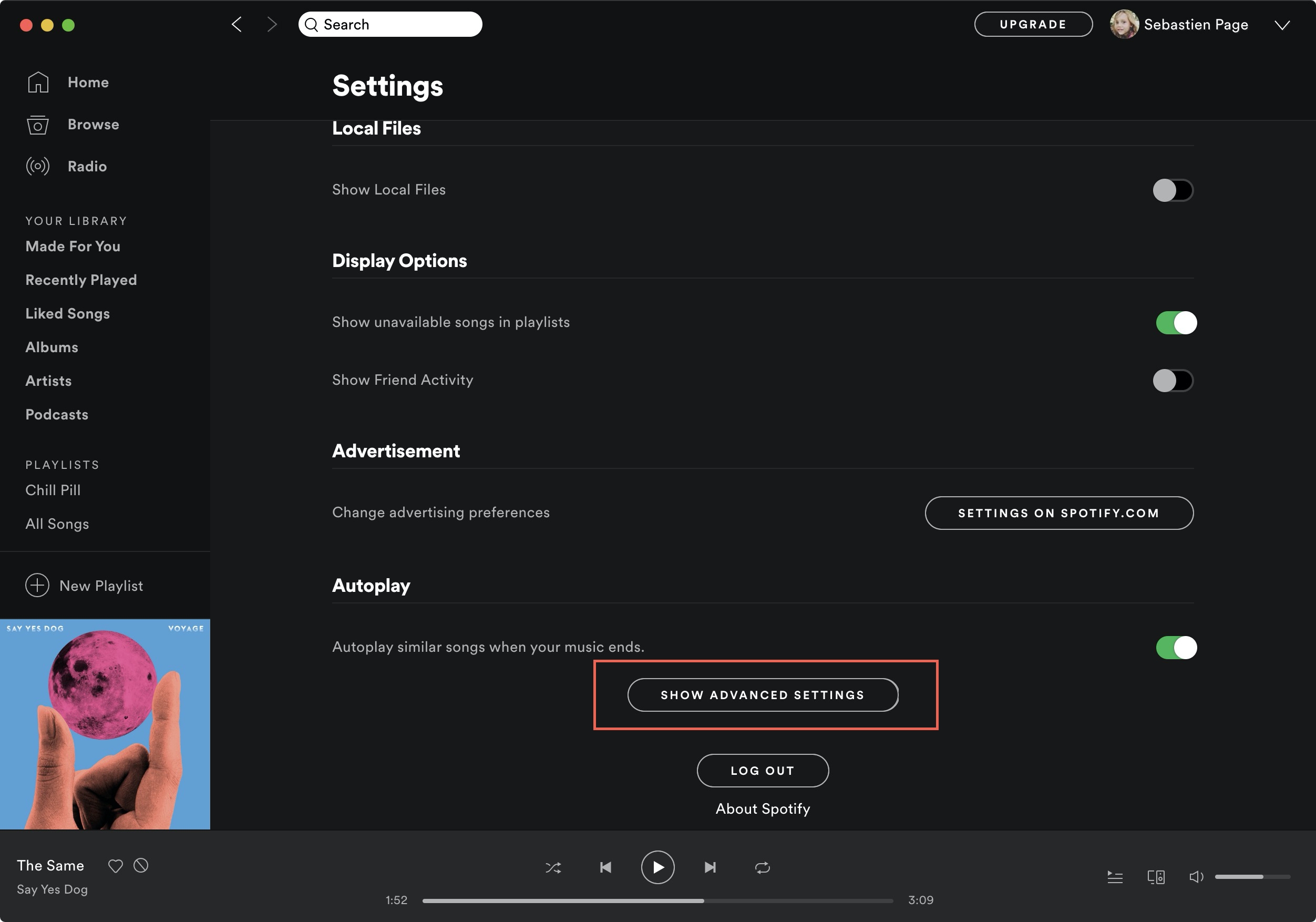 change system preferences on mac for spotify